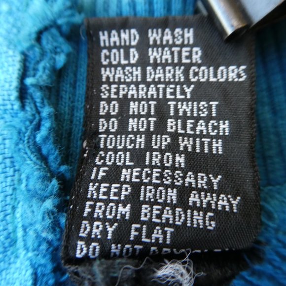 Vintage 80s Blue Sweatshirt 3D Velvet Purple Hearts Embroidered Zipper Back L - Picture 9 of 12